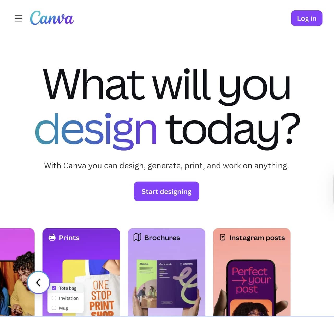 Canva design platform screenshot showing template options
