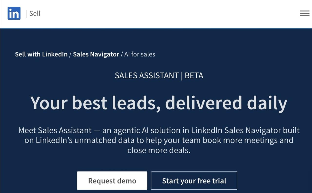 LinkedIn Sales Navigator platform screenshot with AI tools