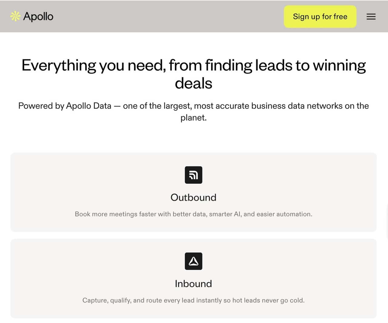 Apollo.io platform screenshot showing lead generation dashboard