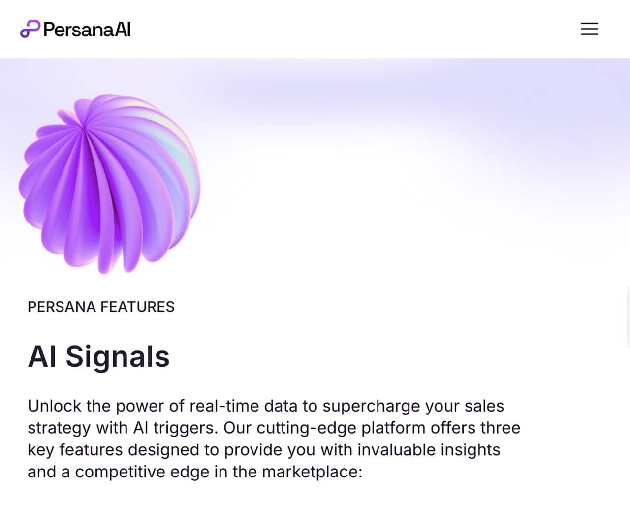 Persana AI personalization platform screenshot