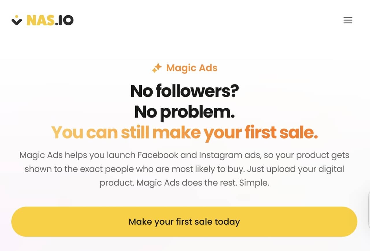 Nas.io Magic Ads automated advertising platform screenshot